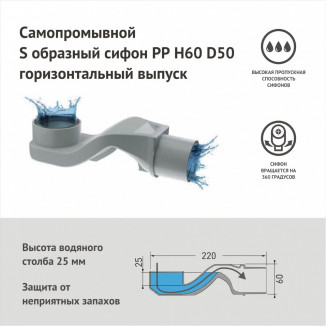 Горизонтальный сифон 48л / мин