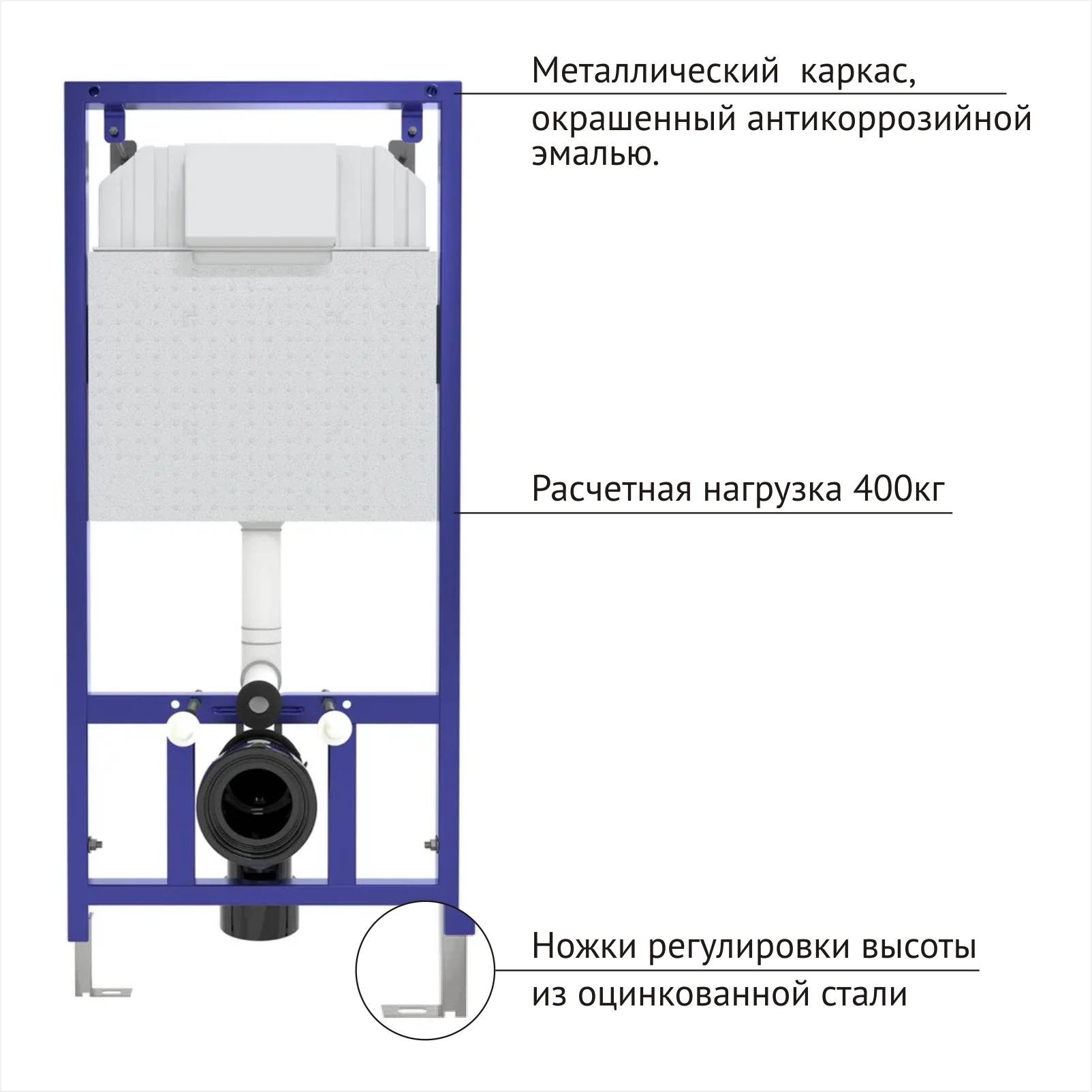 Инсталляция NOVUM 525, кнопка D3, унитаз GAMMA, сиденье дюропласт