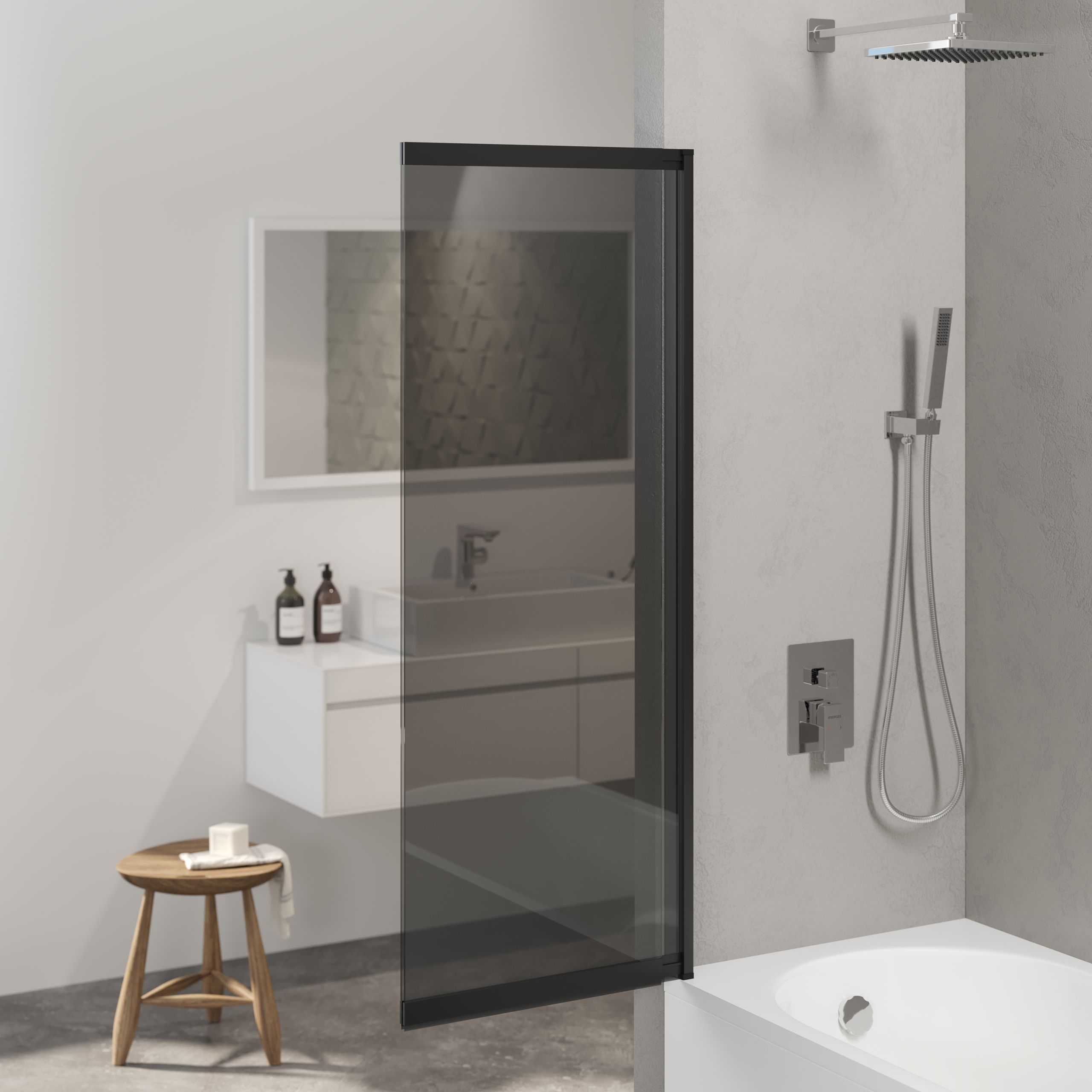 Душевая шторка RIVER S Slider Black 980 тонированное стекло
