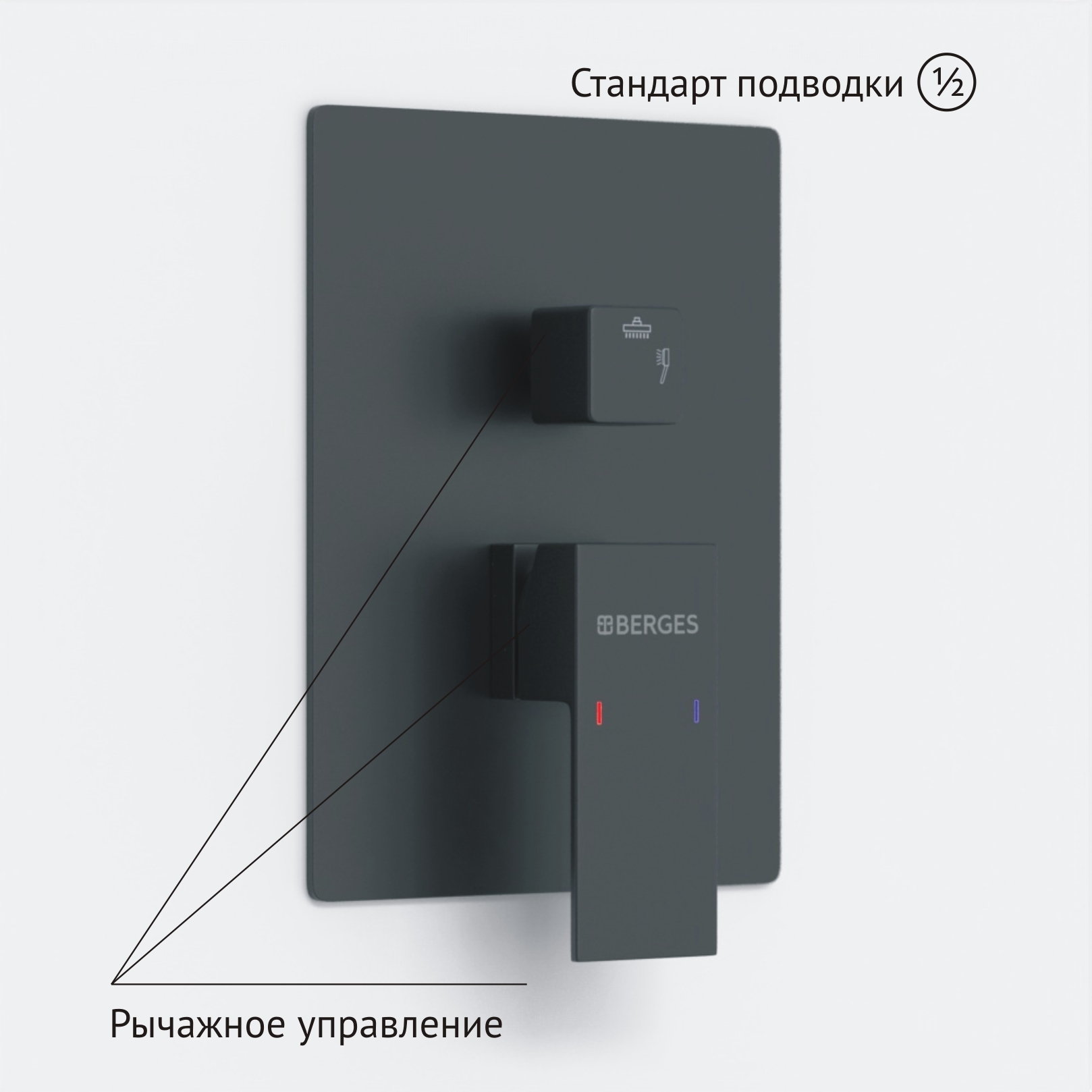 Душевой комплект BERGES NARDIS 2S BLACK, черный матовый Душевой комплект BERGES NARDIS 2S BLACK, черный матовый